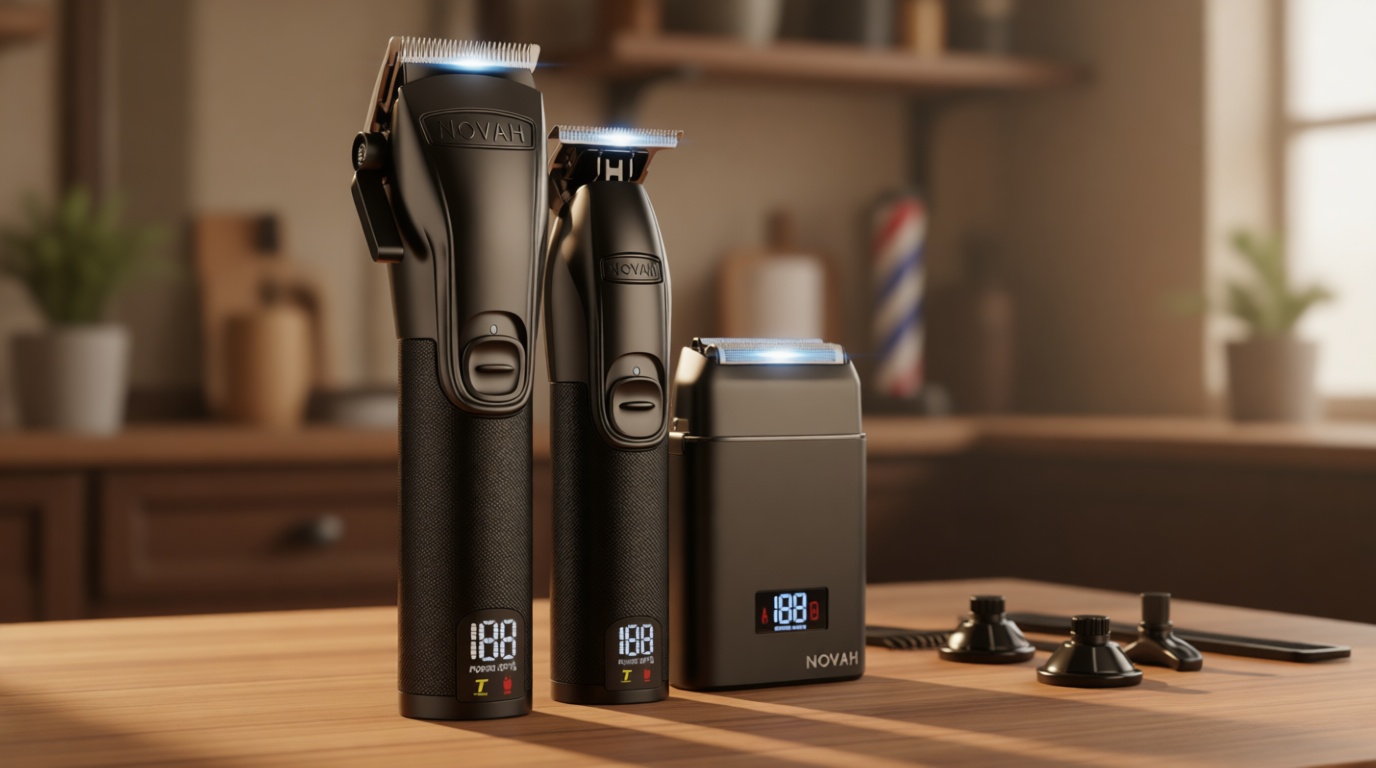 Novah Professional Barber Clippers and Trimmer Set - Foil Shaver Professional Hair Clippers for Men, Mens Cordless Hair Clipper for Barbers Haircut Kit, Fade