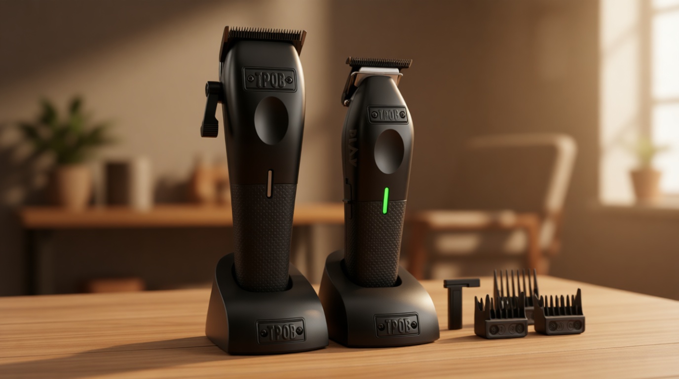 TPOB Play Barber Hair Clipper and Trimmer for Men 7500 RPM with Rubber Grips (Blackout 2 Set)