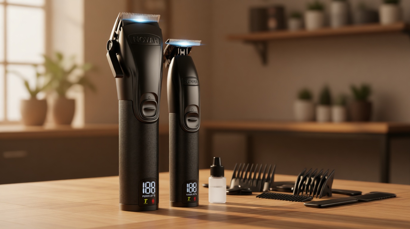 Novah® Professional Hair Clippers for Men, Professional Barber Clippers and Trimmer Set, Mens Cordless Hair Clipper for Barbers Haircut Kit Fade