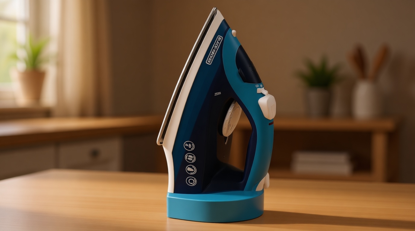 BLACK+DECKER Steam Iron for Clothes with Retractable Cord, Vertical Steaming, Anti-Drip Design, Spray Mist and Auto Clean Button, 1200W