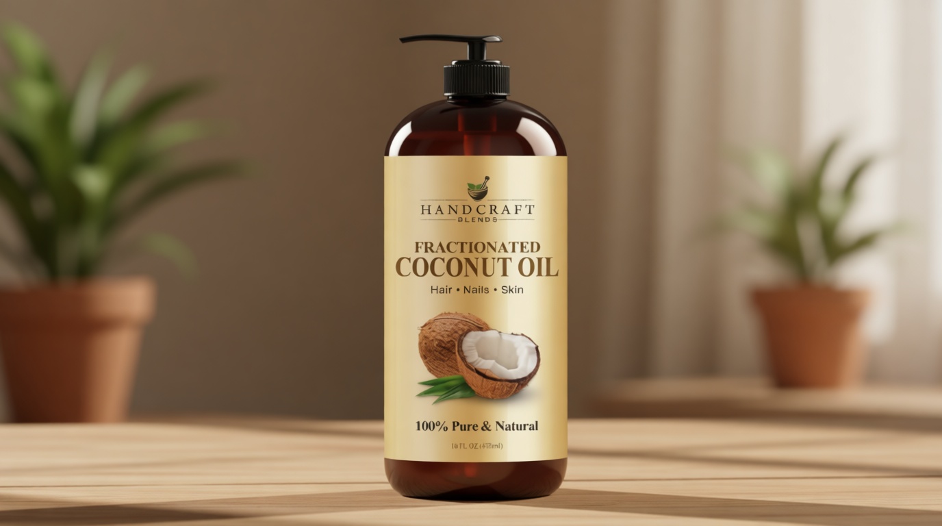 Handcraft Blends Fractionated Coconut Oil - 16 Fl Oz - 100% Pure and Natural - Premium Grade Carrier Oil for Skin, Hair and Body - Massage - Hair Tonic