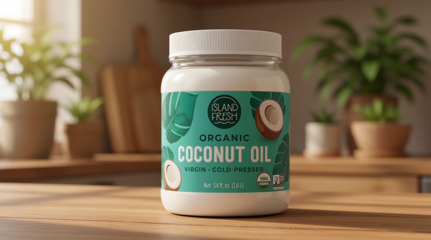 Island Fresh Organic Coconut Oil, Extra Virgin, Cold-Pressed, 54 fl oz – USDA Organic, Non-GMO for Cooking, Baking, Hair and Skin USDA Organic