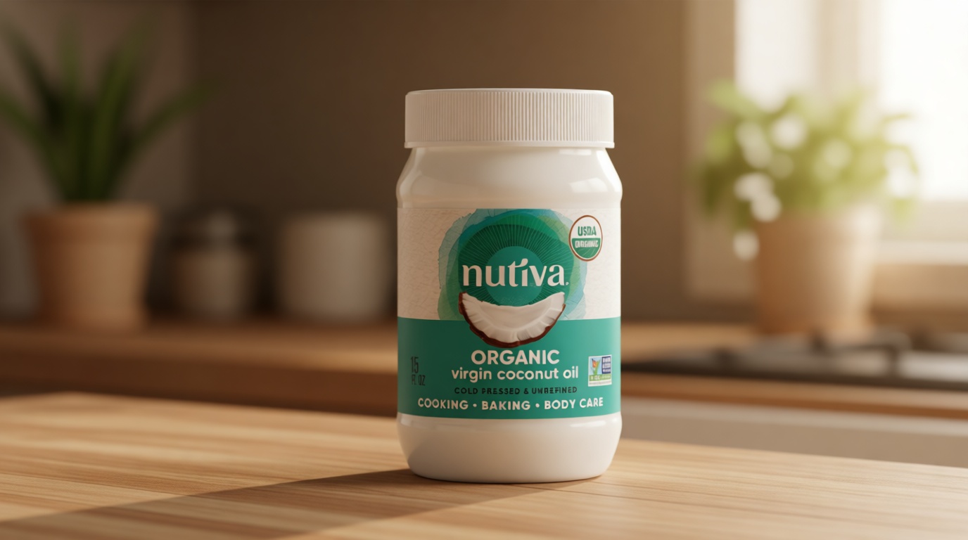 Nutiva Organic, Cold-Pressed, Unrefined, Virgin Coconut Oil from Fresh, non-GMO, Sustainably Farmed Coconuts, 15-ounce USDA Organic