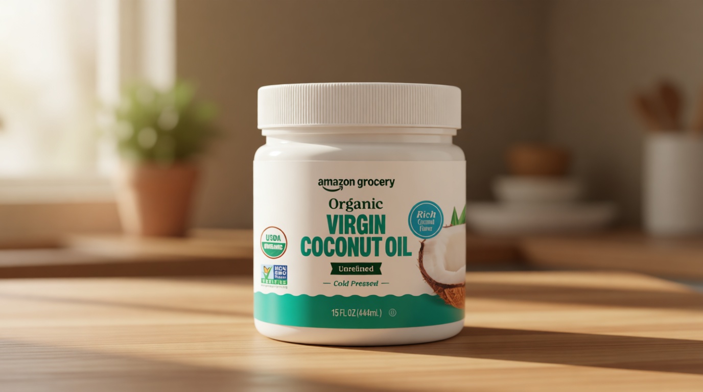Amazon Grocery, Organic Virgin Coconut Oil, 15 Fl Oz USDA Organic
