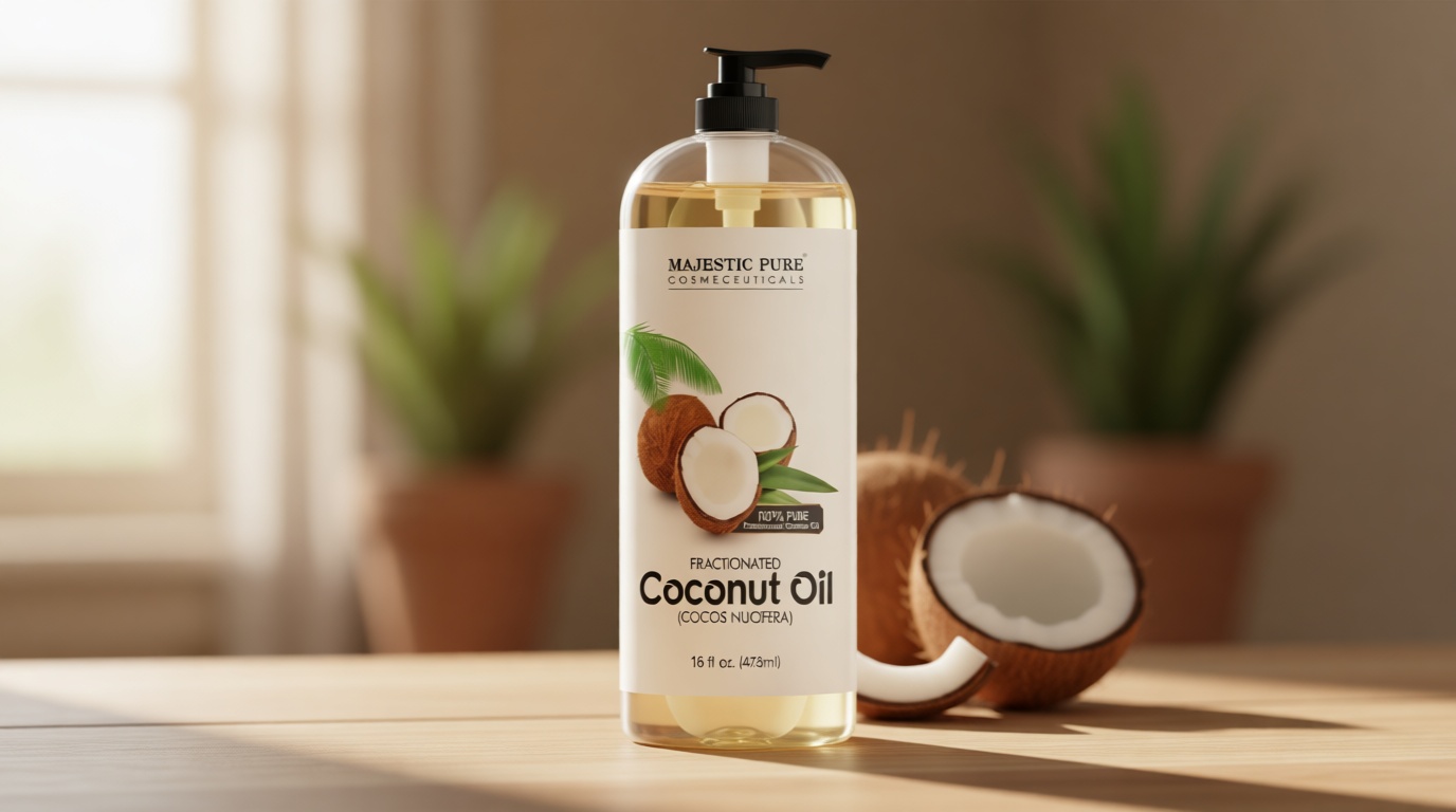 Majestic Pure Fractionated Coconut Oil - Relaxing Massage Oil, Liquid Carrier Oil for Diluting Essential Oils - Skin, Lip, Body & Hair Oil Moisturizer & Softener - 16 fl oz