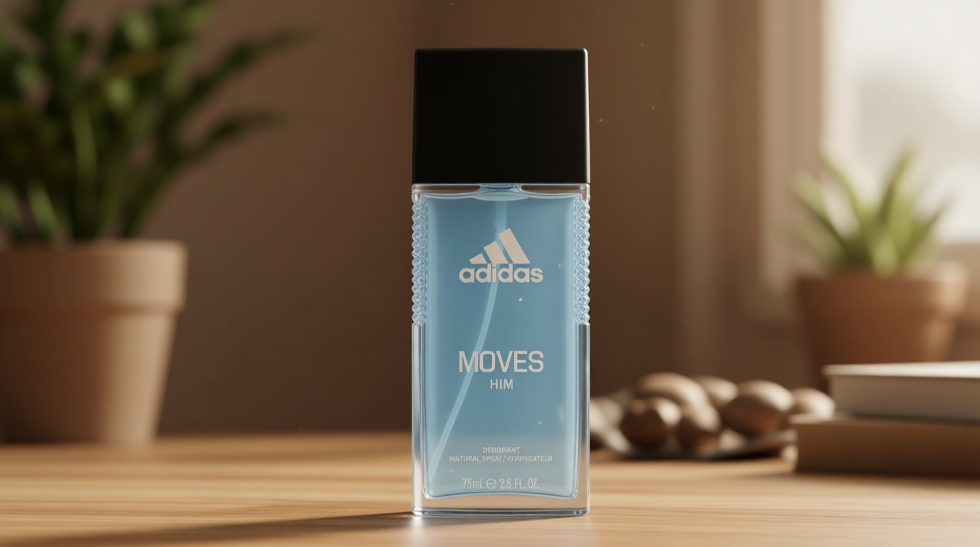 Adidas Moves Him Body Fragrance 2.5 fl oz (Pack of 1) , Notes of Green Apple, Cedarwood, Musk, Men's Fragrance, Long Lasting, Sporty Fragrance, Travel Size
