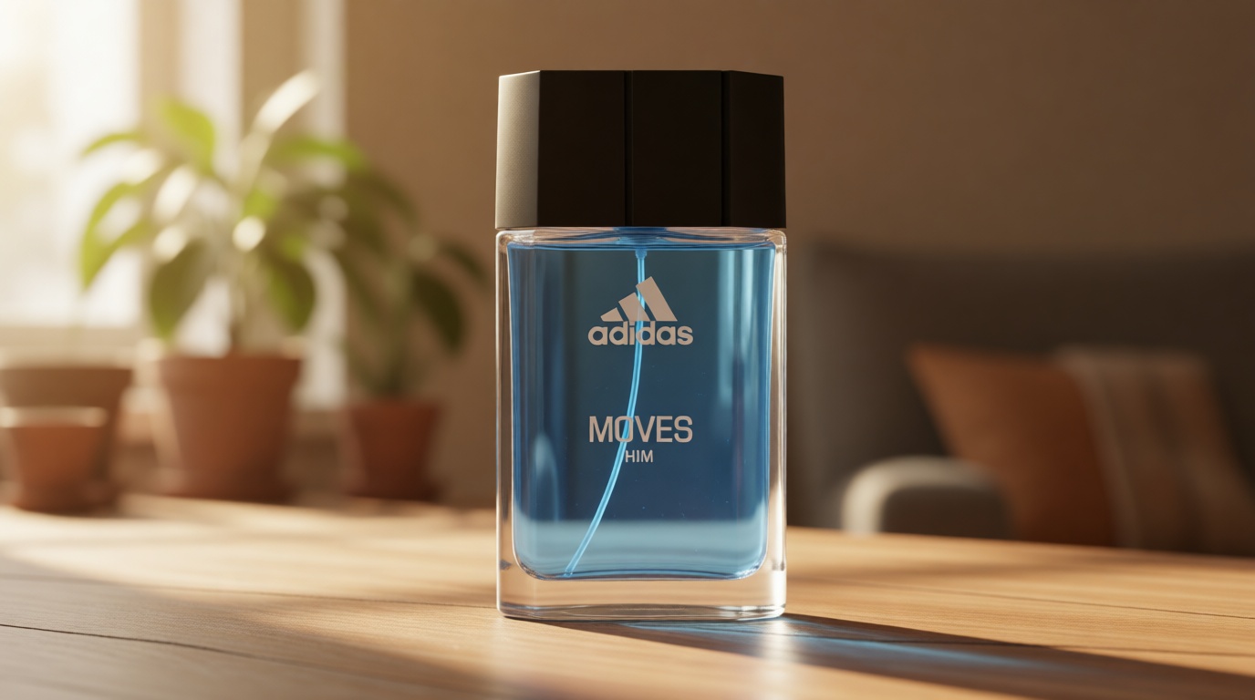 Adidas Moves Him Eau de Toilette 1.6 fl oz (Pack of 1), Notes of Green Apple, Cedarwood, Musk, Men's Fragrance, Long Lasting, Sporty Fragrance, Travel Size