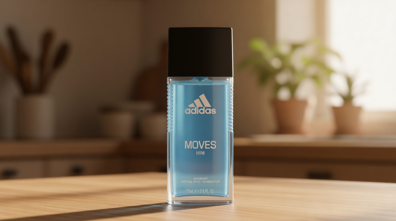 Adidas Moves Him Body Fragrance 2.5 fl oz (Pack of 1) , Notes of Green Apple, Cedarwood, Musk, Men's Fragrance, Long Lasting, Sporty Fragrance, Travel Size