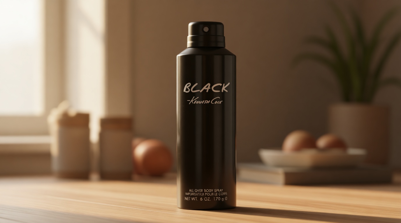 Kenneth Cole Black All Over Body Spray for Men, Aromatic Woody Fragrance, Notes of Watermint, Mandarin, Cedar, and Musk, Long-Lasting Cologne, 6.0 Fl. Oz