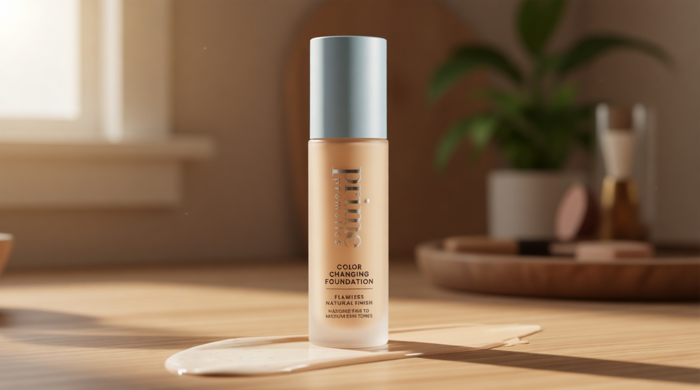 Prime Prometics Color Changing Foundation for Mature Women – Instantly Adapts to Your Skin Tone – Buildable Light-to-Medium Coverage – 12-Hour Wear – Natural Dewy Finish – Hypoallergenic