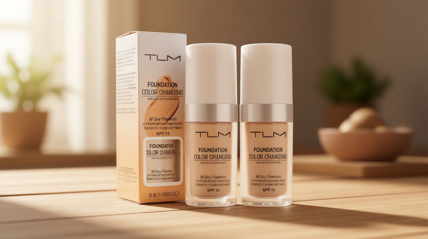 2Pcs 30ml TLM Colour Changing Foundation Makeup Concealer Cover Cream Full Coverage Flawless Liquid Base Nude Face Liquid Cover Concealer Change Skin Tone All-Day Moisturizing Foundation for Women&Girls