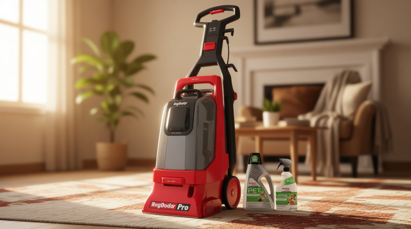 Rug Doctor Pro Deep Commercial Carpet Cleaning Machine, Pet Bundle, Includes 48 oz. of Pro Pet Cleaning Solution and 22 oz. Pro Urine Eliminator Spray