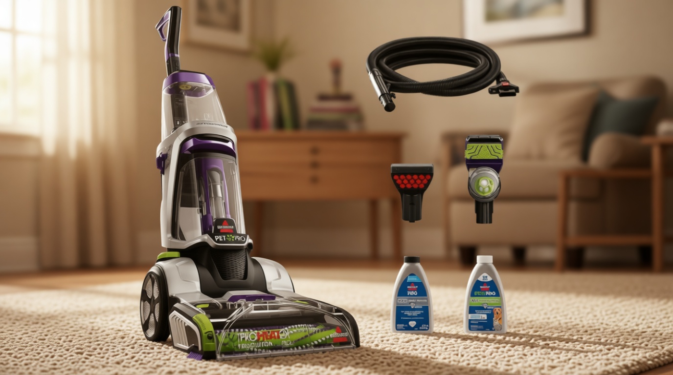BISSELL ProHeat 2X Revolution Pet Pro Plus, 3588F, Upright Deep Cleaner, 30-minute Dry Time, Dual Dirt Lifter Powerbrush, Hose & Tool Attachment, Pet Upholstery and Tough Stain Tool Included