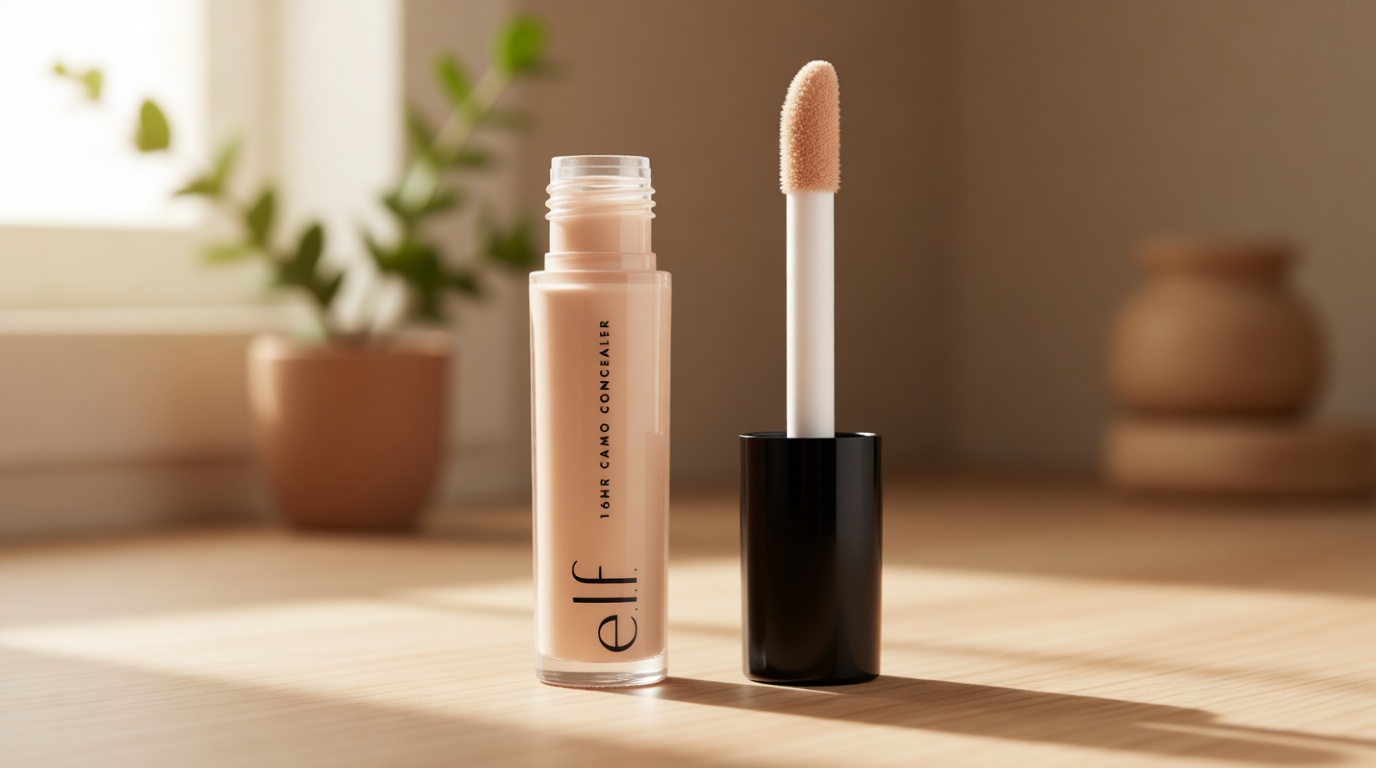 e.l.f. 16HR Camo Concealer, Full Coverage, Matte Finish Under-Eye & Blemish Corrector, Hydrating Formula, 16-Hour Crease-Resistant Wear, Light Ivory