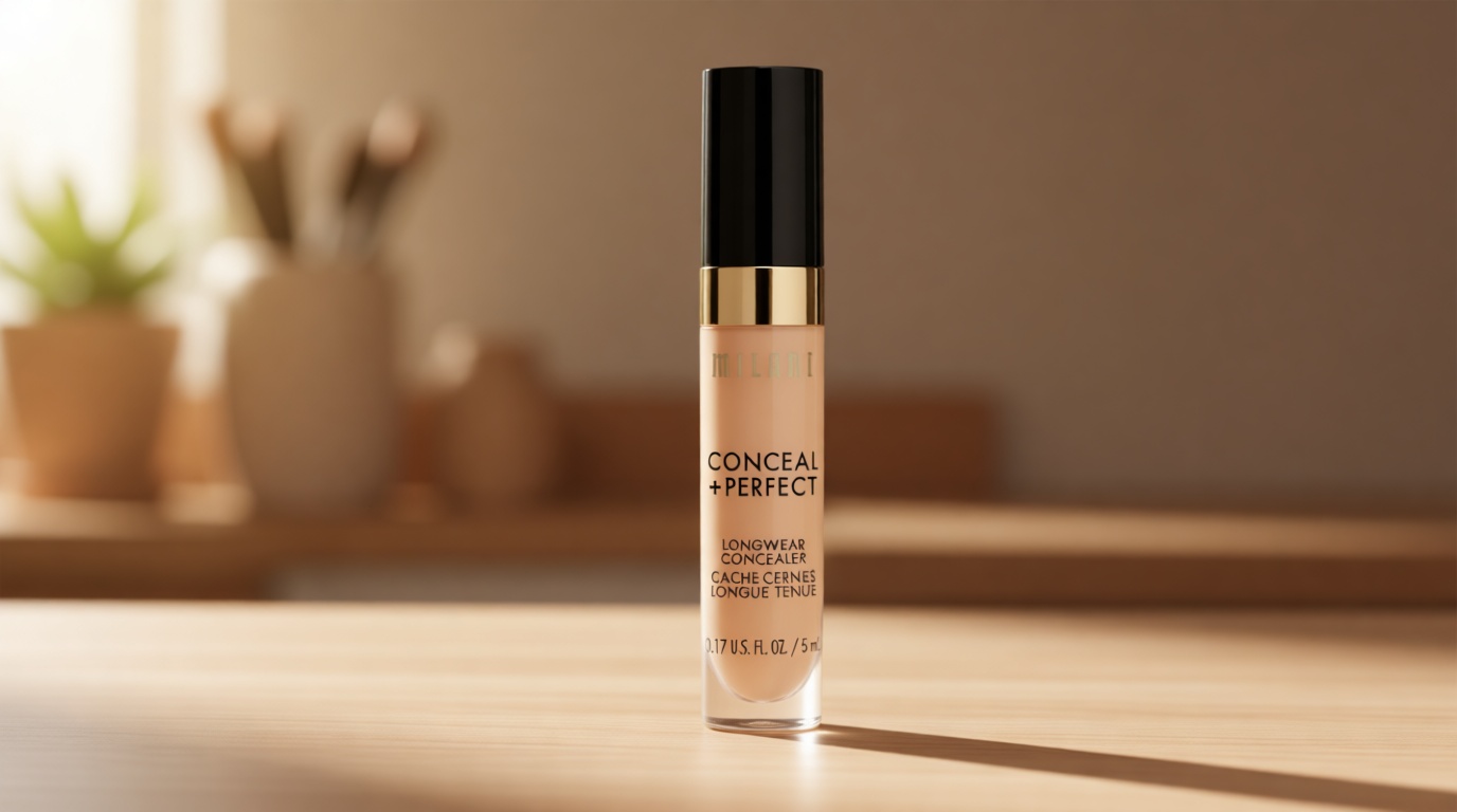 Milani Conceal + Perfect Longwear Concealer Full Coverage Infused with Hyaluronic Acid & Vitamin E, Cover Dark Circles, Blemishes & Skin Imperfections for Long-Lasting Wear - Light Nude