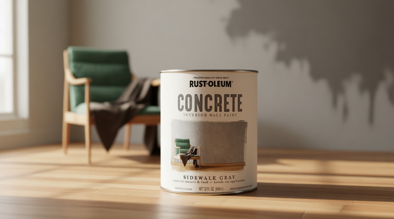 Rust-Oleum 379908 Concrete Interior Wall Paint, Quart, Sidewalk Gray