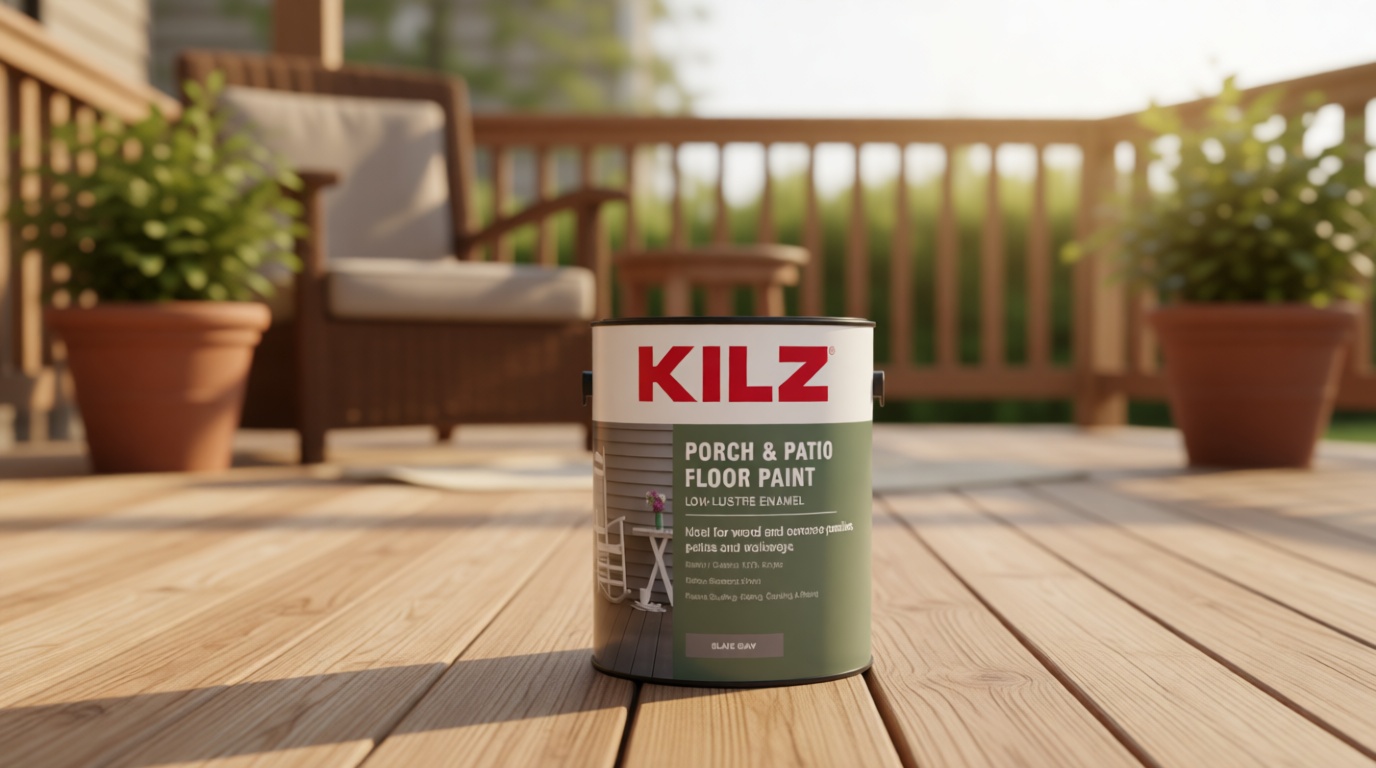 KILZ Low-Lustre Enamel Porch & Patio Latex Floor Paint, Interior/Exterior, Slate Gray, 1 Gallon