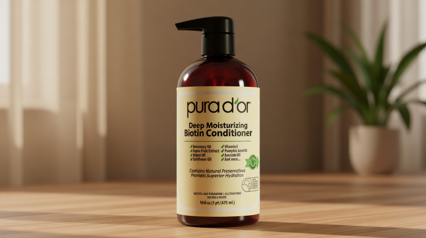 PURA D'OR Deep Moisturizing Biotin Conditioner Thickens, Softens, & Moisturizes Dry, Frizzy, Damaged Hair w/Argan Oil, Pumpkin, Rosemary, Honeysuckle, Vitamin E, Men & Women, 16oz