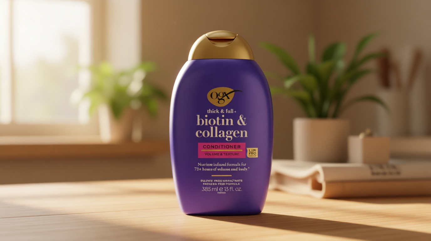 OGX Thick & Full + Biotin & Collagen Volumizing Conditioner, Nutrient-Infused Conditioner with Vitamin B7 Biotin Gives Hair Volume & Body for 72+ Hours, Sulfate-Free Surfactants, 13 fl. Oz