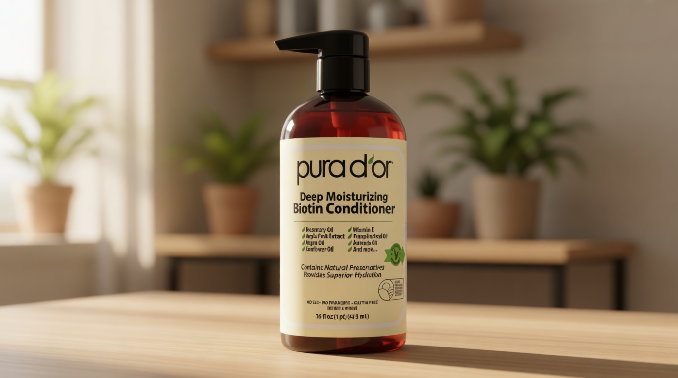 PURA D'OR Deep Moisturizing Biotin Conditioner Thickens, Softens, & Moisturizes Dry, Frizzy, Damaged Hair w/Argan Oil, Pumpkin, Rosemary, Honeysuckle, Vitamin E, Men & Women, 16oz