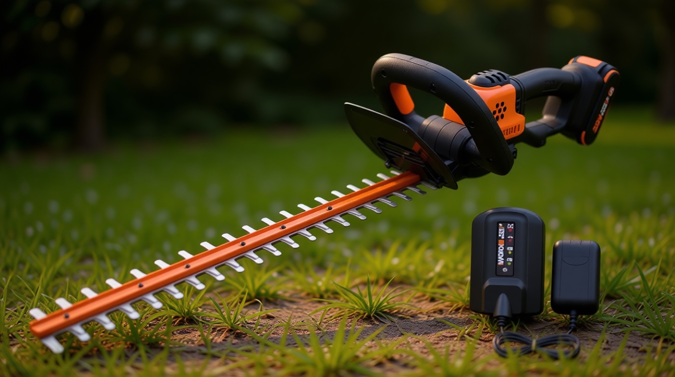 WORX 22" Cordless Hedge Trimmer, Electric Hedge Trimmer with Dual-Action Blades, Lightweight Bush Trimmer with 5.5 LBS, Battery & Charger Included, WG261