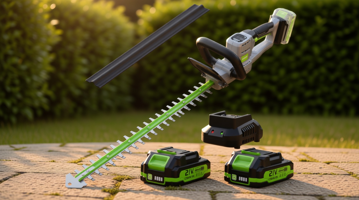 Hedge Trimmer Cordless 22" - 21V Powerful Electric Hedge Trimmer with 2 x 2.0Ah Batteries and Fast Charger, Easy to Use, 3200RPM Lightweight Battery Powered Bush Trimmers for Garden, Yard Care, GT860