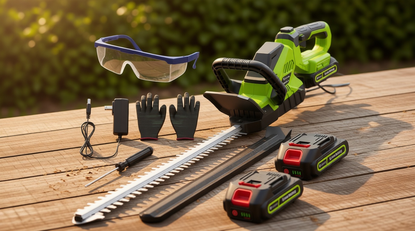 20'' Hedge Trimmer Cordless with Battery, 3000RPM Electric Handheld Bush Clipper with 2pcs 2000mAh Rechargeable Batteries, 180° Rotatable Head, 2/3'' Blade Gap Green, Gardening Gifts for Mother's Day