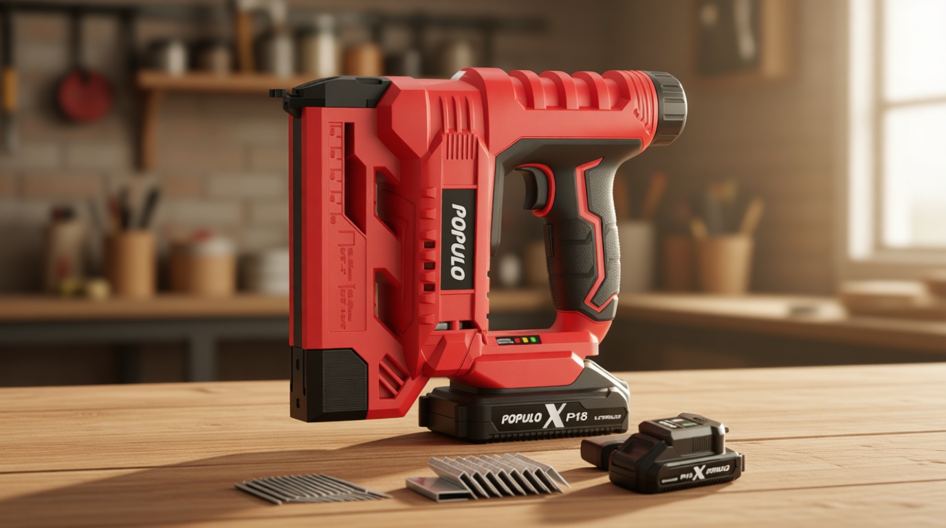 POPULO 20V Nail Gun Battery Powered, 18 Gauge 2-In-1 Cordless Brad Nailer Stapler Includes a 2.0Ah Battery, Charger, 1600 Staples and Nails, Electric Staple Gun for Carpentry and Upholstery