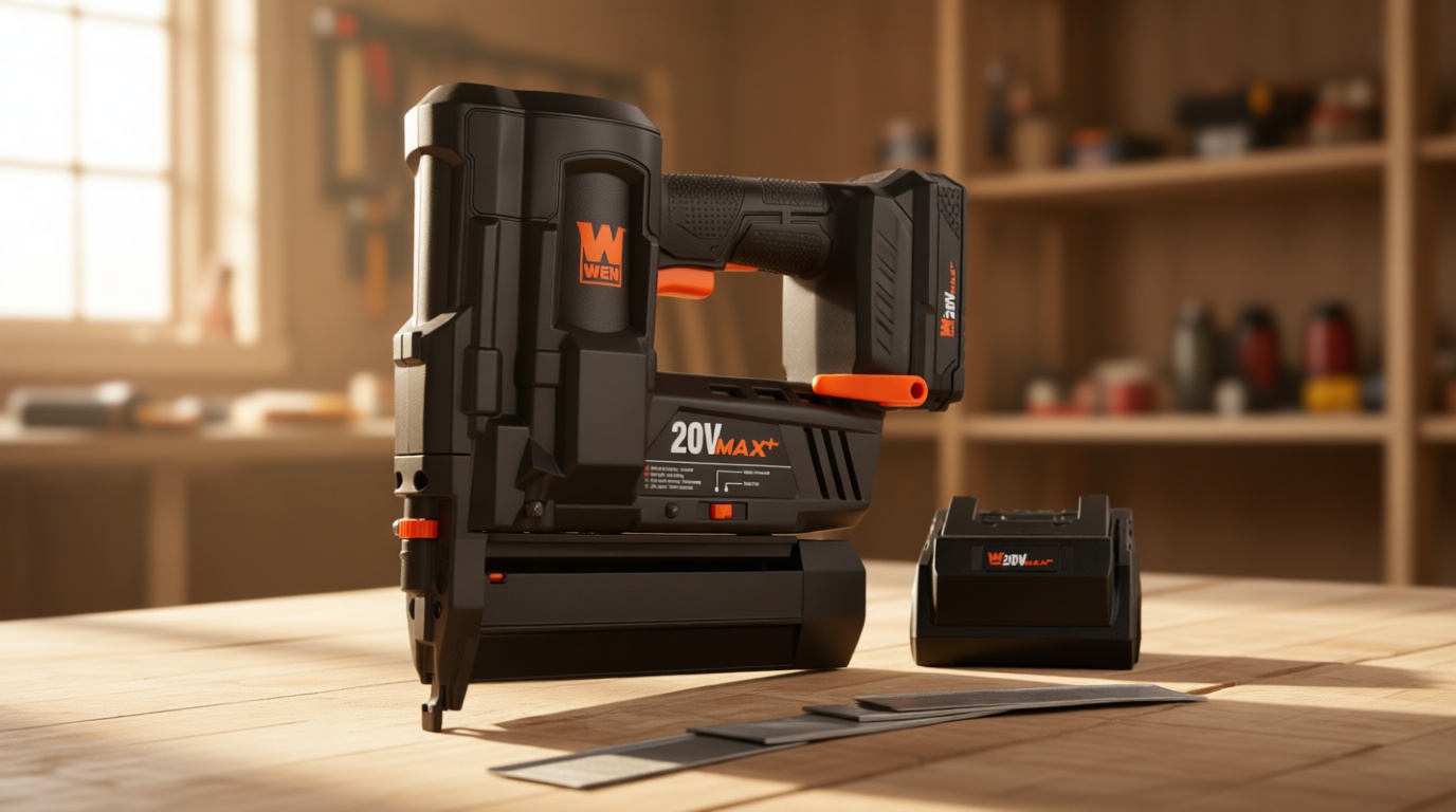 WEN 20V Max Cordless 18-Gauge Brad Nailer with 2.0Ah Battery and Charger (20512)