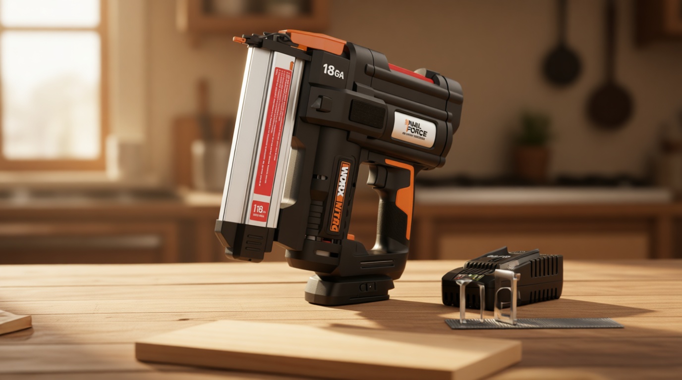 Worx Nitro 20V 18GA Cordless Brad Nailer, Cordless Nail Gun, Nail Gun Battery Powered, Up to 2 Inch, Tool-Free Jam Release, Trimming & Molding, Baseboard WX842L PowerShare – Battery, Charger Included
