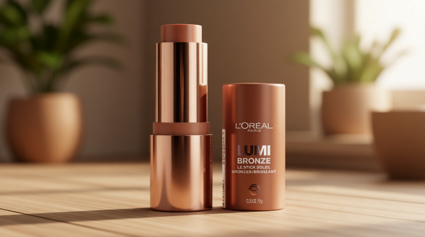 L'Oreal Paris Lumi Bronze Le Stick Soleil Bronzer Stick, Cream-To-Powder Bronzer For A Sunkissed Face Makeup Glow, 100 Sunkissed Rosé [Amazon-developed Certification] Compact by Design