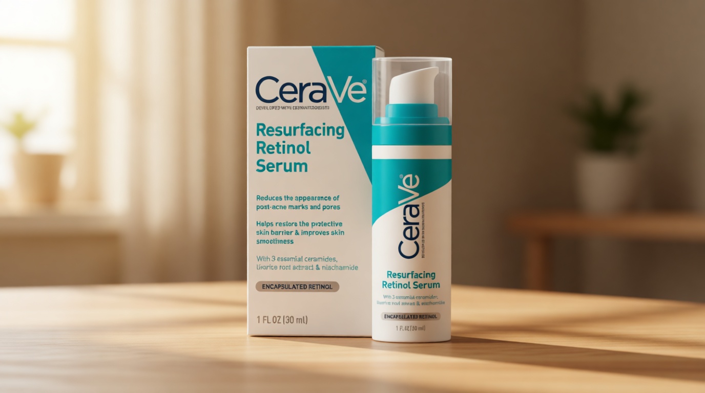 CeraVe Resurfacing Retinol Serum For Post Acne Marks, Formulated With Licorice Root Extract & Niacinamide, Brightening Serum & Pore Minimizer For Face, Post Acne Skin Barrier Repair, Non-Comedogenic