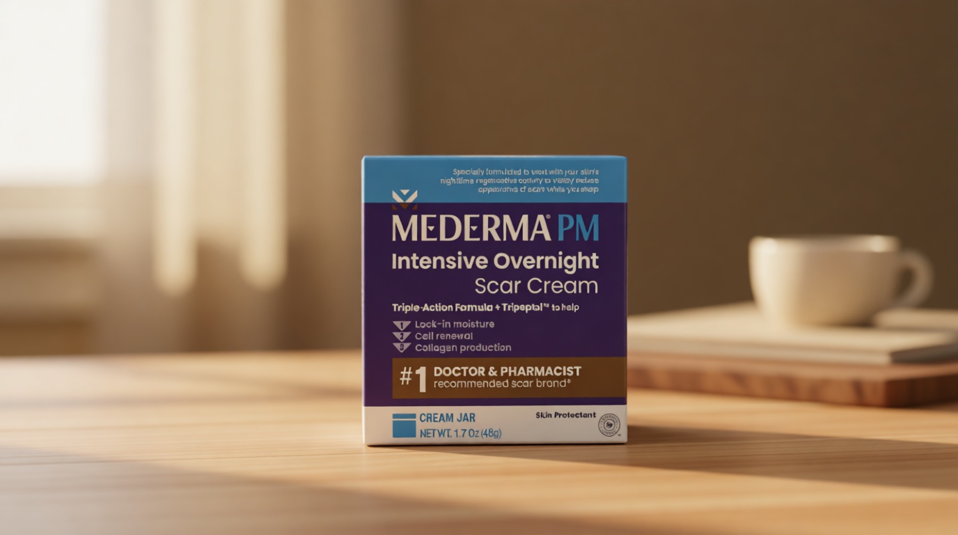 Mederma PM Intensive Overnight Scar Cream - Advanced Scar Treatment with Tripeptol, Works While You Sleep