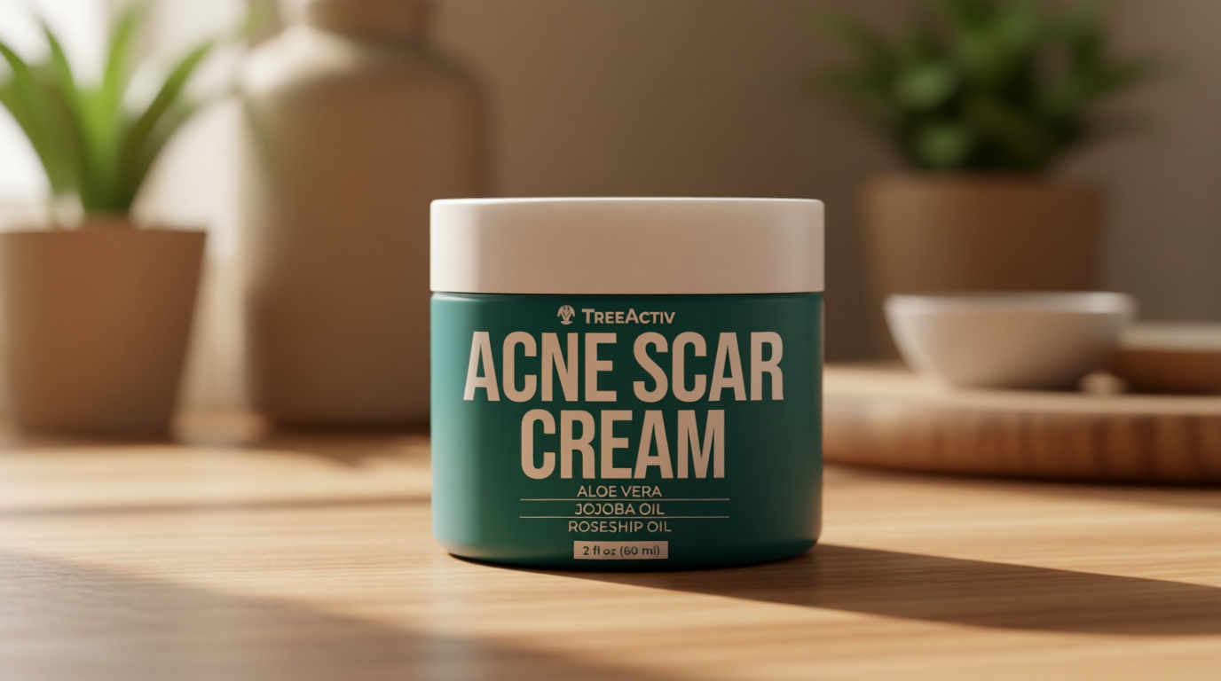 TreeActiv Acne Scar Cream, 2 fl oz, Scar Cream for Face and Dark Spot Remover, Lotion for Stretch Marks and Body, Acne Scar Removal for All Skin Types, 500+ Uses