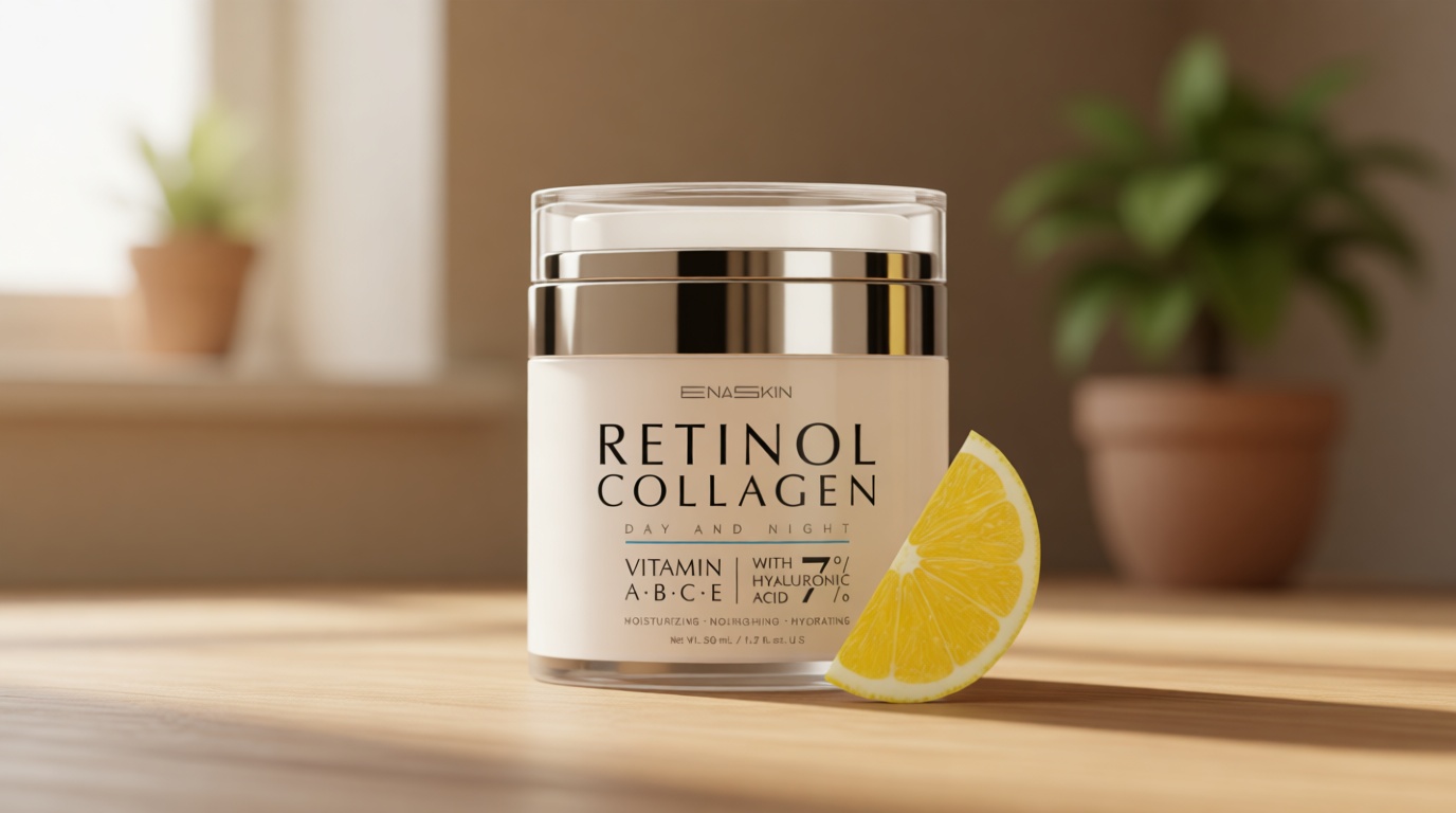 Retinol Anti Aging Face Moisturizer: Wrinkle Cream for Women & Men, Collagen & 7% Hyaluronic Acid - Facial Tightening & Neck Firming Cream - Day & Night Skin Care, 1.7 fl oz