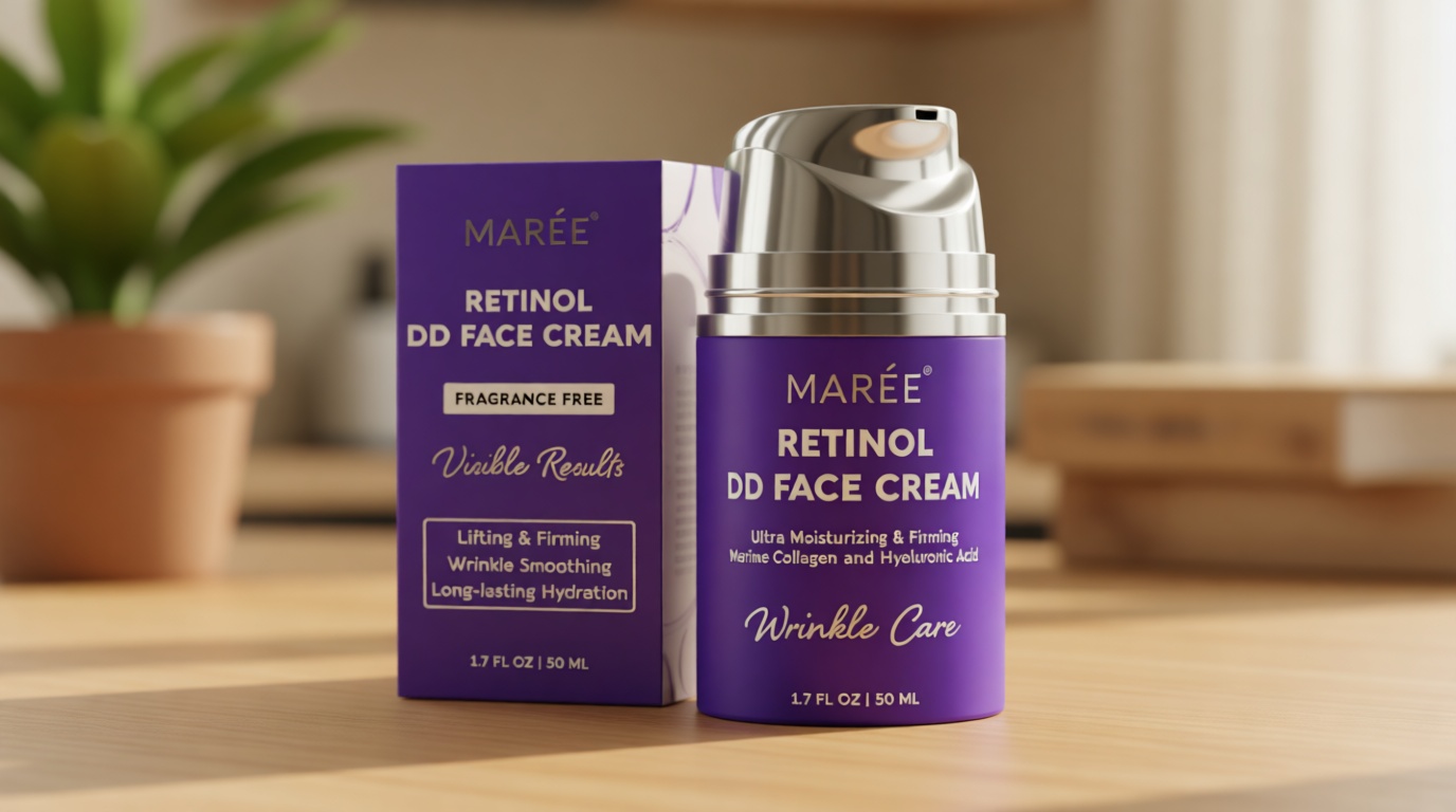MAREE Face Moisturizer – Retinol Face Cream for Women Moisturizing with Collagen & Hyaluronic Acid – Day & Night Anti-Aging Facial Wrinkle DD Cream Moisturizer for Dry Skin – Crema Para la Cara