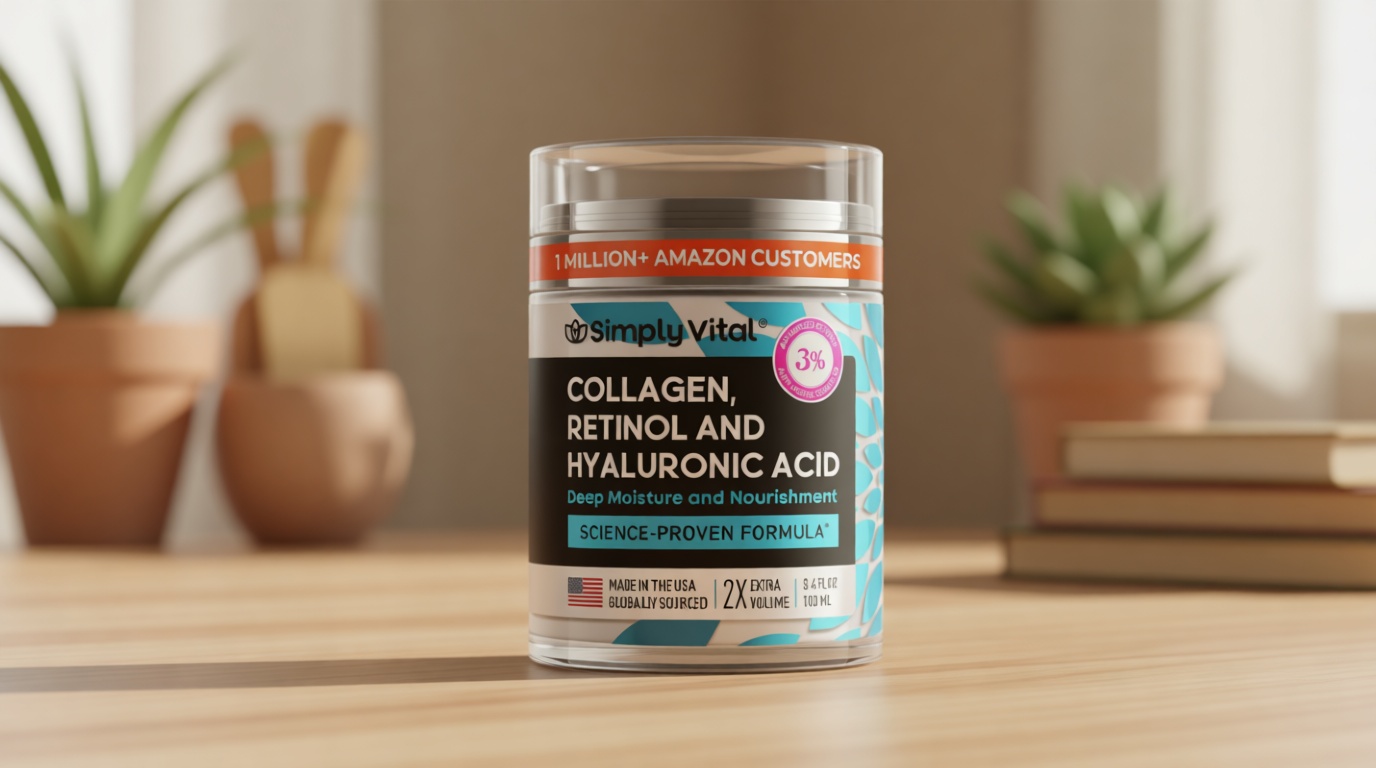 Anti-Aging Face Moisturizer with Retinol, Collagen & Hyaluronic Acid - Made in USA - Moisturizer Face Cream for Women & Men - Firming & Hydrating Neck Cream - Day & Night Skin Care - 3.38 fl oz