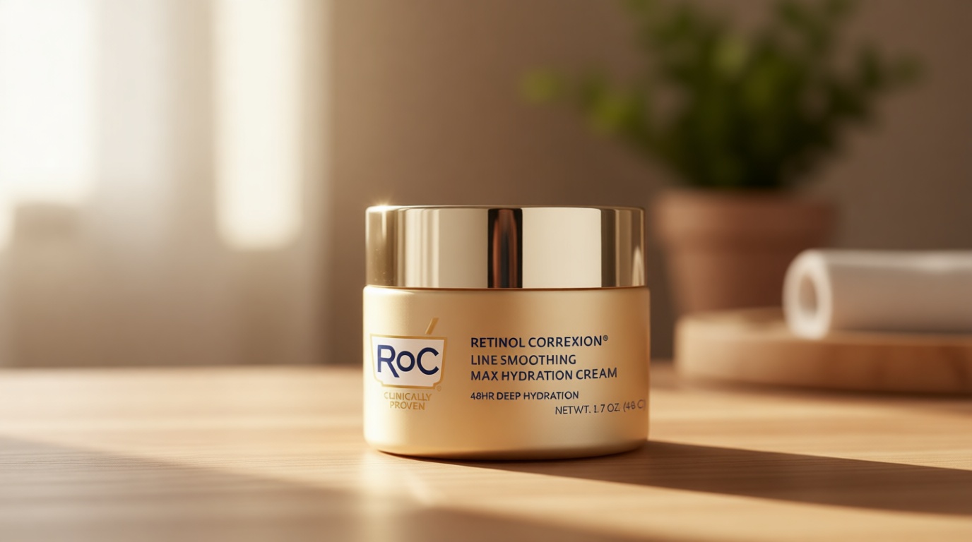 RoC Retinol Correxion Max Daily Hydration Anti-Aging Face Moisturizer with Hyaluronic Acid, Oil Free Skin Care Cream for Fine Lines, Dark Spots, Post-Acne Scars, Retinol Moisturizer, 1.7 Ounces