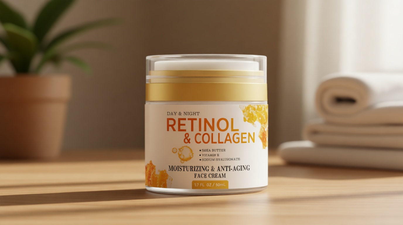 Retinol Cream for Face Anti Aging: Wrinkle Cream for Face Neck with Collagen Hyaluronic Acid - Night Moisturizer for Men Women - Facial Skin Care Gift for Women Wife Mother