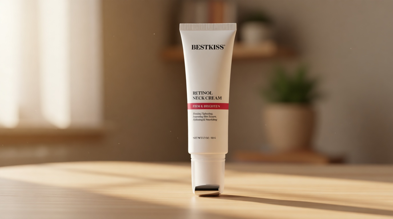 Neck Cream for Tightening and Firming: Hydrates, Lifts & Smoothes with Cooling Massaging Roller Applicator - with Retinol, Niacinamide & Hyaluronic Acid for Face, Neck & Chest, 1.7 OZ/50g