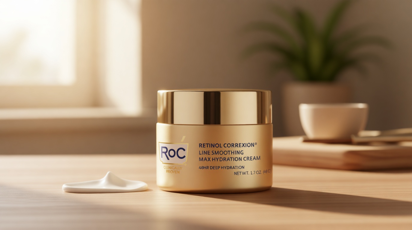 RoC Retinol Correxion Max Daily Hydration Anti-Aging Face Moisturizer with Hyaluronic Acid, Oil Free Skin Care Cream for Fine Lines, Dark Spots, Post-Acne Scars, Retinol Moisturizer, 1.7 Ounces