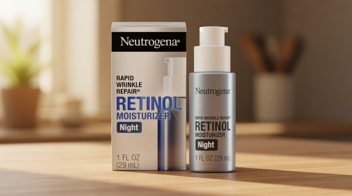 Neutrogena Retinol Face Moisturizer Cream, Rapid Wrinkle Repair, Anti-Wrinkle Night Moisturizer, Anti-Wrinkle Face & Neck Cream Moisturizer with Hyaluronic Acid & Retinol, Paraben-Free, 1 fl. oz