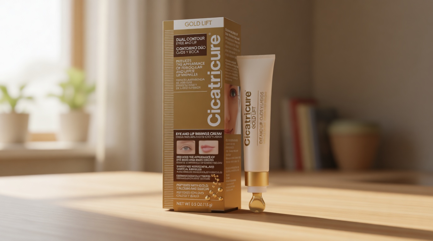 Cicatricure Gold Lift Dual Contour Eye and Lip Wrinkle Cream, Anti Aging Skin Care to Reduce Dark Circles, Puffiness & Expression Lines, 0.5 Ounce