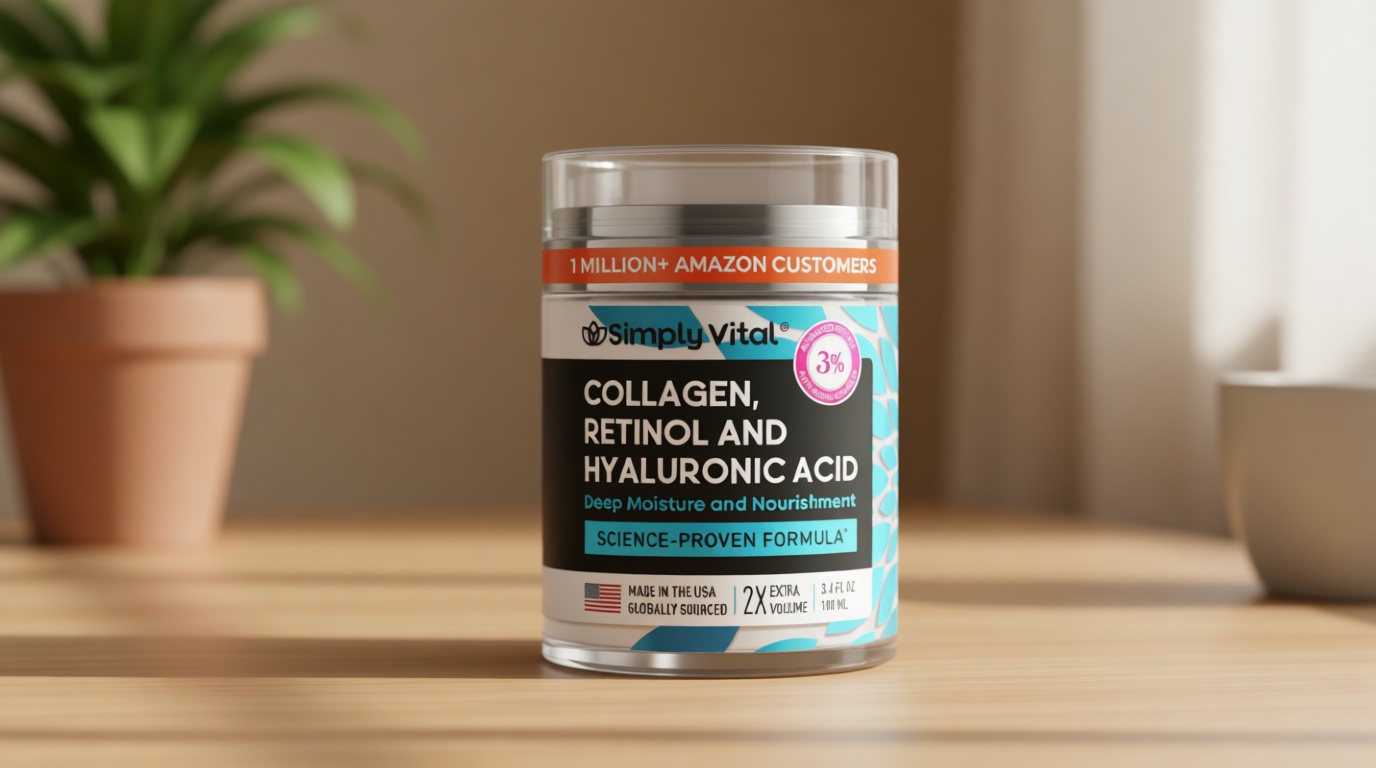 Anti-Aging Face Moisturizer with Retinol, Collagen & Hyaluronic Acid - Made in USA - Moisturizer Face Cream for Women & Men - Firming & Hydrating Neck Cream - Day & Night Skin Care - 3.38 fl oz