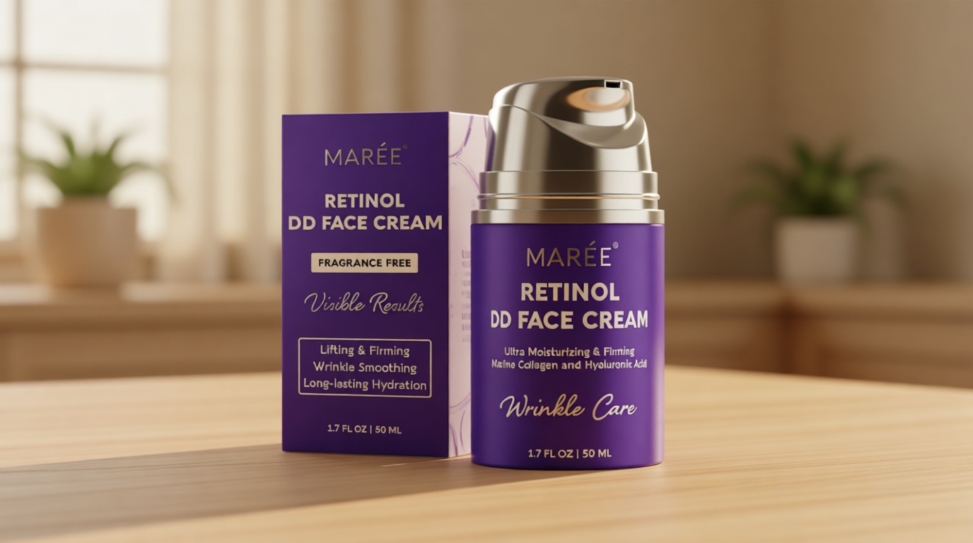 MAREE Face Moisturizer – Retinol Face Cream for Women Moisturizing with Collagen & Hyaluronic Acid – Day & Night Anti-Aging Facial Wrinkle DD Cream Moisturizer for Dry Skin – Crema Para la Cara