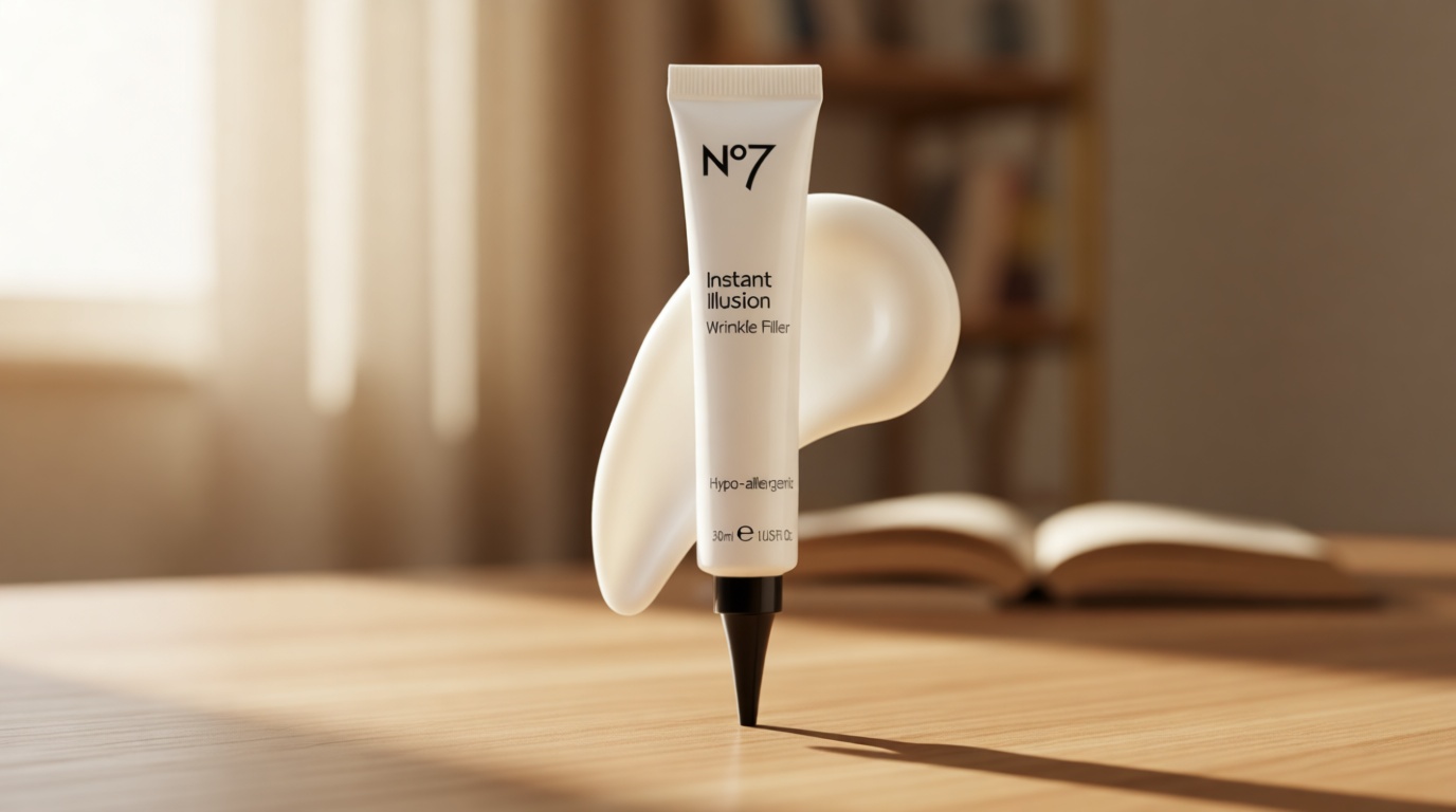 No7 Instant Illusion Wrinkle Filler - Anti Aging Serum for Face to Smooth + Blur Fine Lines and Wrinkles - Gives Complexion a Youthful and Radiant Glow (1 Fl Oz)