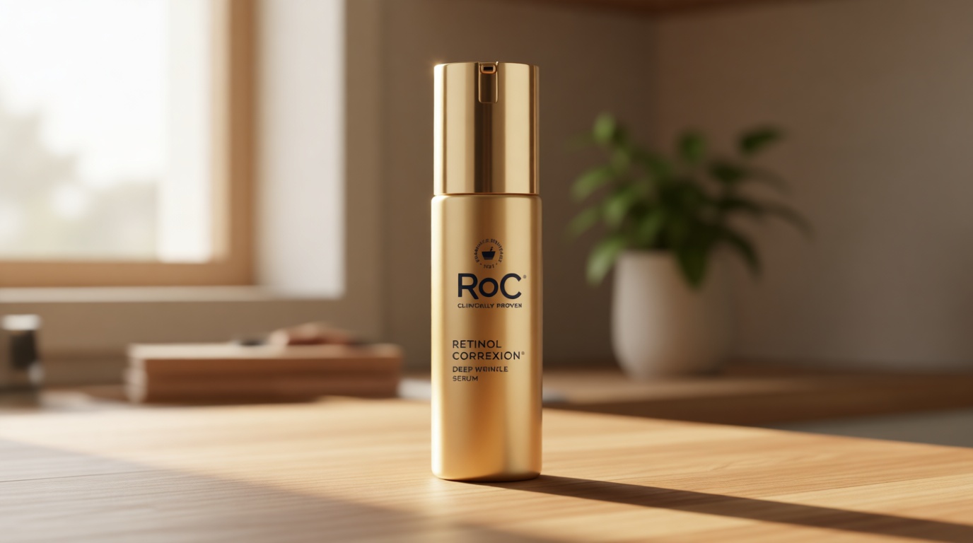 RoC Retinol Correxion Deep Wrinkle Retinol Face Serum with Ascorbic Acid, Anti-Aging Treatment for Fine Lines, Dark Spots, Post Acne Scars, 1 Oz (Packaging May Vary)