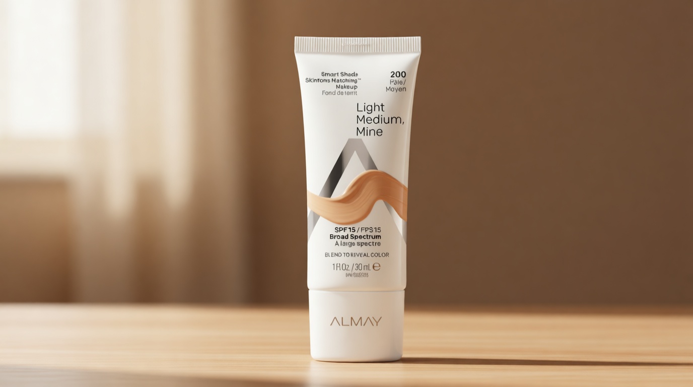 Almay Skintone Matching Foundation, Smart Shade Face Makeup with SPF 15, Hypoallergenic, Oil-Free, Dermatologist-Tested, 200 Light Medium Mine, 1 fl oz