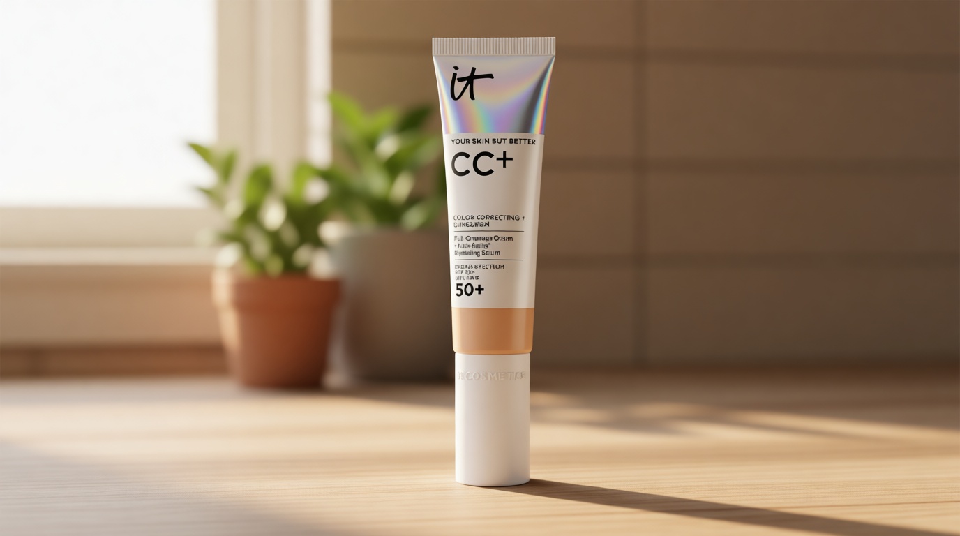 IT Cosmetics CC+ Cream - Natural Full Coverage Foundation With SPF 50+, Color Corrector & Anti-Aging Hydrating Serum, Hyaluronic Acid + Peptides, Lightweight Up To 24H Wear, All Skin Types