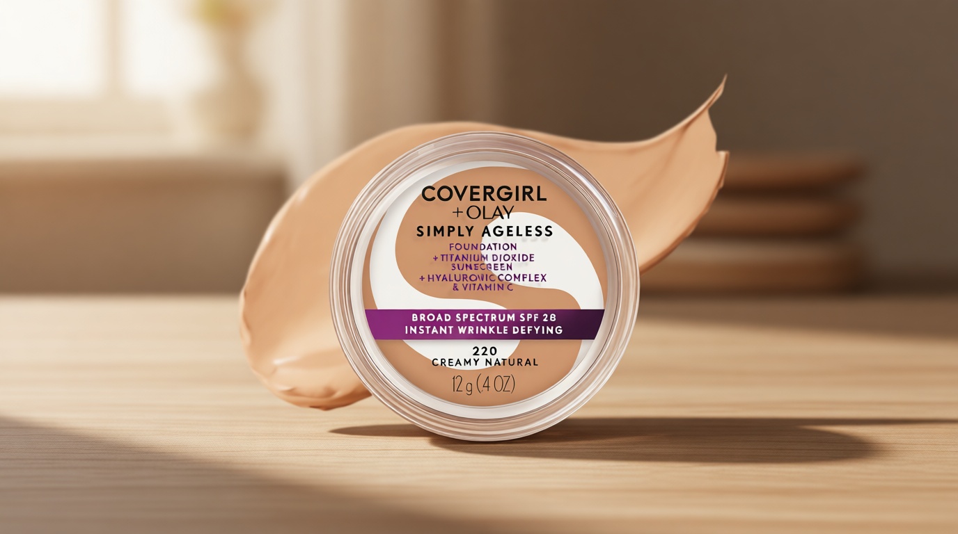 COVERGIRL & Olay Simply Ageless Instant Wrinkle-Defying Foundation, Creamy Natural 0.44 Fl Oz (Pack of 1)